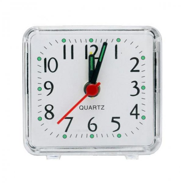 Square Small Bed Alarm Clock Transparent Case Compact Travel Alarm Clock Cute Portable Children Student Table Desk Clock Home